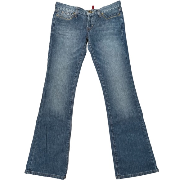 Guess Jeans size 30 flare leg, rainbow designs on back pockets, great condition - Picture 1 of 11